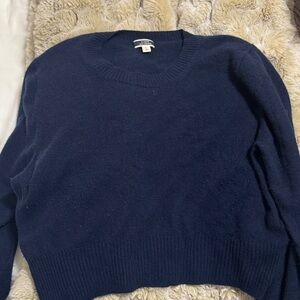 J. Crew cropped navy 100% cashmere crewneck sweater size XL